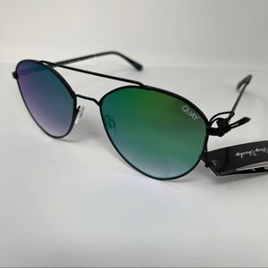 Quay Australia Green Aviator Sunglasses with Gradient Lenses